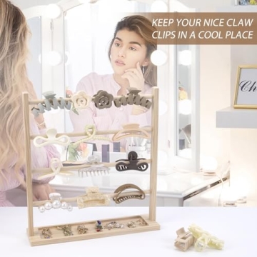 Wooden Claw Clip Organizer for Women and Girls - Stylish Storage
