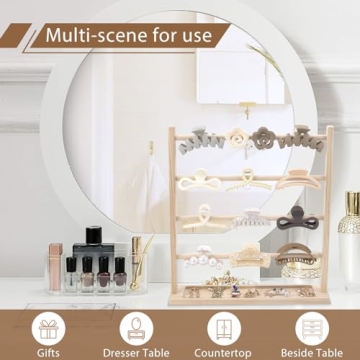 Wooden Claw Clip Organizer for Women and Girls - Stylish Storage