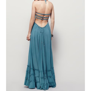 Stylish R.Vivimos Backless Maxi Dress for Summer