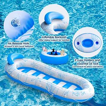 Bloranda Inflatable Tanning Pool Float with Drink Holder