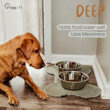 PEGGY11 Deep Stainless Steel Anti-Slip Dog Bowls, 2 Pack, 8 Cups