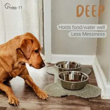 PEGGY11 Deep Stainless Steel Anti-Slip Dog Bowls, 2 Pack, 8 Cups