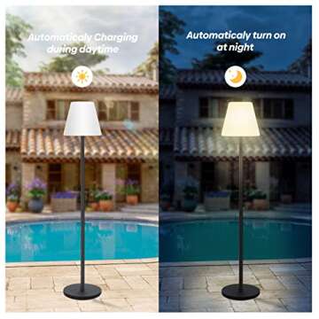Gewiny Outdoor Floor Lamp Solar Powered Outdoor Lamps for Patio Waterproof,Rechargeable Indoor Cordl...