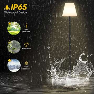 Gewiny Outdoor Floor Lamp Solar Powered Outdoor Lamps for Patio Waterproof,Rechargeable Indoor Cordless Floor Lamp with Light Sensor,Dimmable Warm White+RGB LED Outdoor Lamp for Lawn,Pool,Garden.
