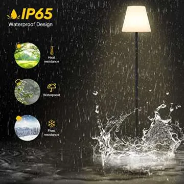 Gewiny Outdoor Floor Lamp Solar Powered Outdoor Lamps for Patio Waterproof,Rechargeable Indoor Cordless Floor Lamp with Light Sensor,Dimmable Warm White+RGB LED Outdoor Lamp for Lawn,Pool,Garden.