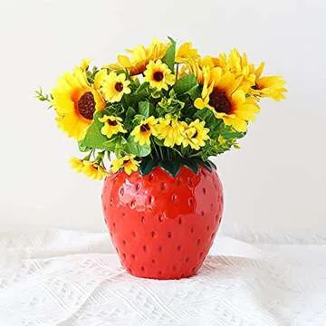 Unique Ceramic Strawberry Flower Vase for Home Decor