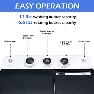 Homguava Portable Washer 17.6LBS Compact Washer and Dryer Combo