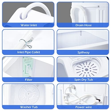 Homguava Portable Washer 17.6LBS Compact Washer and Dryer Combo
