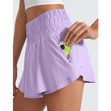 CRZ YOGA Women's High Waisted Athletic Shorts for Tennis