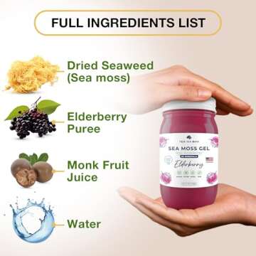 TrueSeaMoss Wildcrafted Irish Sea Moss Gel - Made with Dried Seaweed & Fresh Sea Vegetables, Seamoss - Made in USA (Elderberry, Pack of 1)