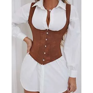 Alivila.Y Fashion Womens Faux Leather Steampunk Underbust Steel Boned Corset 2672A-Brown-2XL