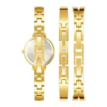 Anne Klein Women's Japanese Quartz Dress Watch with Metal Strap, Gold, 10 (Model: AK/2244LVST)