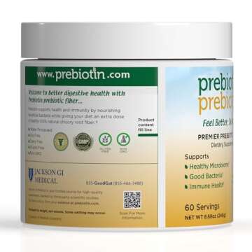 Prebiotin Prebiotic Fiber Supplement Powder – 8.68 oz – Supports Digestive Health & Weight Management – High Fiber, Boosts Probiotics, Reduces Hunger – All-Natural, Gluten-Free