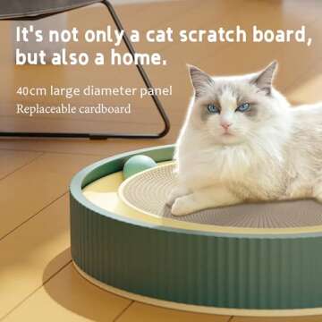 Cat Turbo Scratcher with Cat Toy Ball Track and Catnip, Round Cat Scratcher Interactive Round Scratch Pad for Cats, Promotes Play & Scratching (Green)