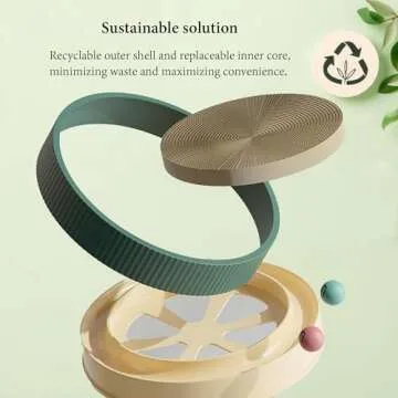 Cat Turbo Scratcher with Cat Toy Ball Track and Catnip, Round Cat Scratcher Interactive Round Scratch Pad for Cats, Promotes Play & Scratching (Green)