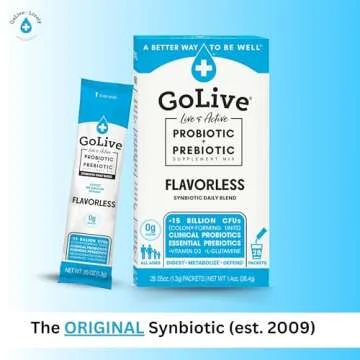 GoLive Prebiotic & Probiotic for Women, Men, Kids. Flavor-Free, Sugar-Free, Synbiotic Powder w/ GOS,...