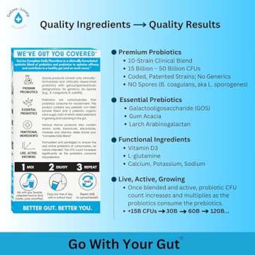 GoLive Prebiotic & Probiotic for Women, Men, Kids. Flavor-Free, Sugar-Free, Synbiotic Powder w/ GOS, L-Glutamine, Vitamin D3, Electrolytes. For Gut Health, Digestion, Metabolism, Immunity 15-50B CFUs.