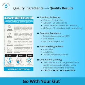 GoLive Prebiotic & Probiotic for Women, Men, Kids. Flavor-Free, Sugar-Free, Synbiotic Powder w/ GOS, L-Glutamine, Vitamin D3, Electrolytes. For Gut Health, Digestion, Metabolism, Immunity 15-50B CFUs.