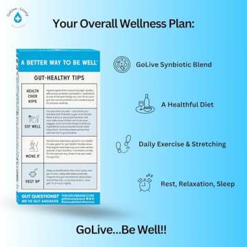 GoLive Prebiotic & Probiotic for Women, Men, Kids. Flavor-Free, Sugar-Free, Synbiotic Powder w/ GOS, L-Glutamine, Vitamin D3, Electrolytes. For Gut Health, Digestion, Metabolism, Immunity 15-50B CFUs.