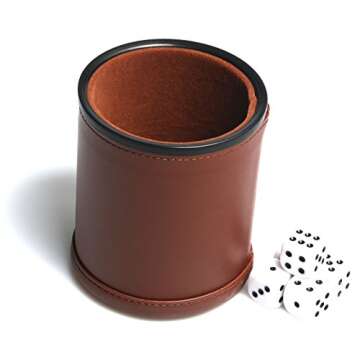 Leather Dice Cup Set with Felt Quiet Shaker and Dice