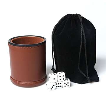 Leather Dice Cup Set with Felt Quiet Shaker and Dice