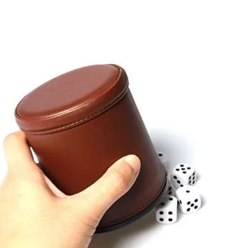 Leather Dice Cup Set with Felt Quiet Shaker and Dice