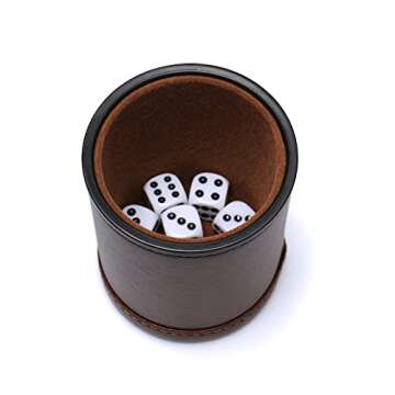Leather Dice Cup Set with Felt Quiet Shaker and Dice