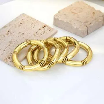 BONJOULRY Gold Chunky Bangles Bracelets for Women
