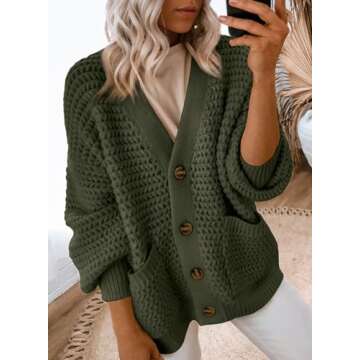 Dokotoo Women's 2025 Fashion Casual Open Front Long Sleeve Chunky Knit Cardigans Sweaters Outerwear ...