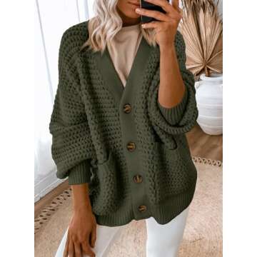 Dokotoo Women's Fashion Casual Open Front Chunky Cardigan