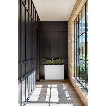 Veradek Span Plastic Box Series Planter - Tall Rectangular, White, All-Weather Resistant, Removable Insert Bucket, Modern Design, Indoor/Outdoor Use