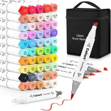 Caliart Alcohol Brush Markers - 51 Colors & Dual Tips