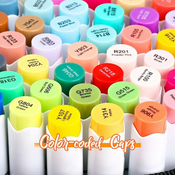 Caliart Alcohol Brush Markers - 51 Colors & Dual Tips