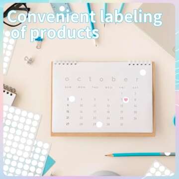 Starboling Dot Stickers,1/2 Inch White Circle Stickers,1400pcs Self-Adhesive Writable Color Coding Labels,Round Labeling Stickers for Office Classroom Garage Sale