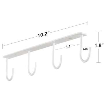 Mkono Under Cabinet Mug Hanger Set of 3 Metal Mug Hooks Coffee Cup Holder with 12 Hooks Simple Mug Organizer for Cabinet Shelf Modern Mug Storage Display Rack for Kitchen Coffee Bar, White