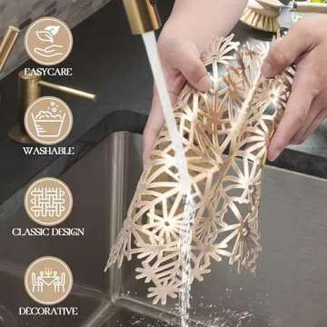 Mosayt Christmas Round Snow Placemats Set of 6，Gold Vinyl Metallic Place mats, Washable Easy Clean Non-Slip Heat Resistant Plastics Table Mats for Dinning/Wedding/Party Decoration, 15 Inch