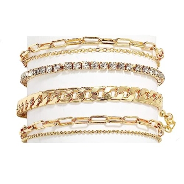 Nanafast 4-6PCS Stylish Gold Anklet Set for Women