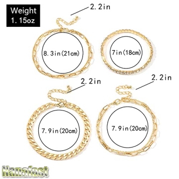 Nanafast 4-6PCS Stylish Gold Anklet Set for Women