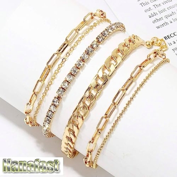 Nanafast 4-6PCS Stylish Gold Anklet Set for Women