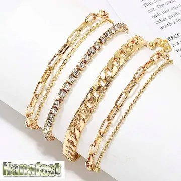Nanafast 4-6PCS Stylish Gold Anklet Set for Women