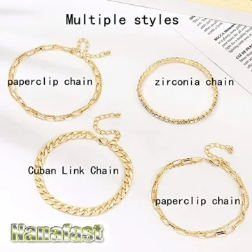 Nanafast 4-6PCS Stylish Gold Anklet Set for Women