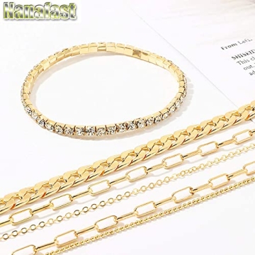 Nanafast 4-6PCS Stylish Gold Anklet Set for Women