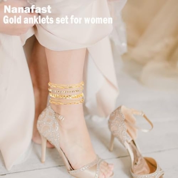 Nanafast 4-6PCS Stylish Gold Anklet Set for Women