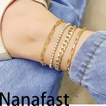 Nanafast 4-6PCS Stylish Gold Anklet Set for Women