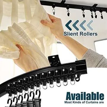 Curved Ceiling Curtain Track Bendable Mount for Curtain Rail Bunk Bed Bay Window Room Divider Flexible Straight (Black, 9.8 ft)