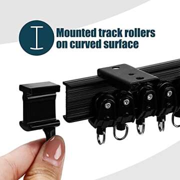 Curved Ceiling Curtain Track Bendable Mount for Curtain Rail Bunk Bed Bay Window Room Divider Flexible Straight (Black, 9.8 ft)