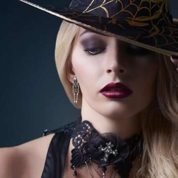 Punk Halloween Earrings for Women, Spooky Skull Skeleton Dangle Earrings for Women,Bloody Knife Drop...