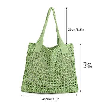 ENBEI Women's Beach Tote Bag, Crocheted Knit Hollow Design, Stylish & Spacious Tote for Beach,Travel...