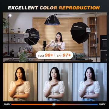 Godox ML100Bi 120W Bi-Color LED Video Light, 2800K-6500K COB Continuous Output Lighting with Reflector, Adapter for Filmmaking, Live Streaming, Video and Studio Photography