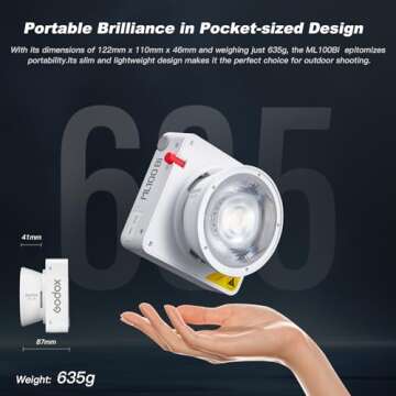 Godox ML100Bi 120W Bi-Color LED Video Light, 2800K-6500K COB Continuous Output Lighting with Reflector, Adapter for Filmmaking, Live Streaming, Video and Studio Photography